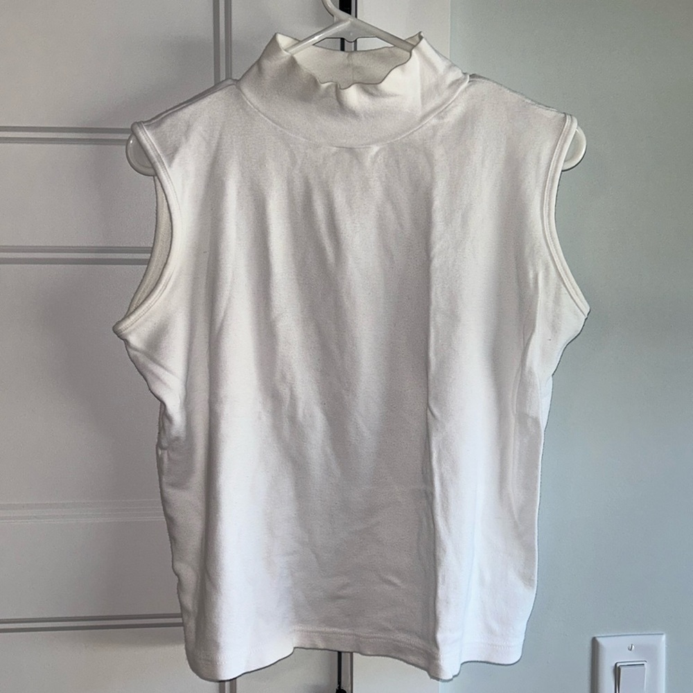 White mock-neck tank